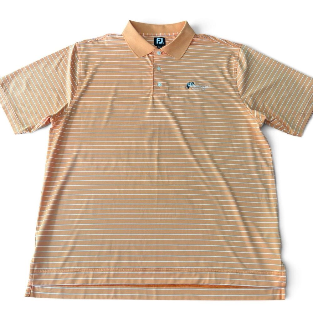 FootJoy Bloomingdale Golf Polo Men XL Peach Orange Stripe Performance Stretch